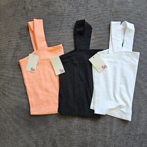 Kohl's SO Women Multi Colors & Sizes Square Neck Fitted Pack of 3 Tank Tops NWT